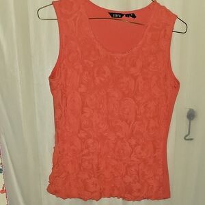 EUC Stera Coral Sleeveless Women's Top W/ Rosette Detail